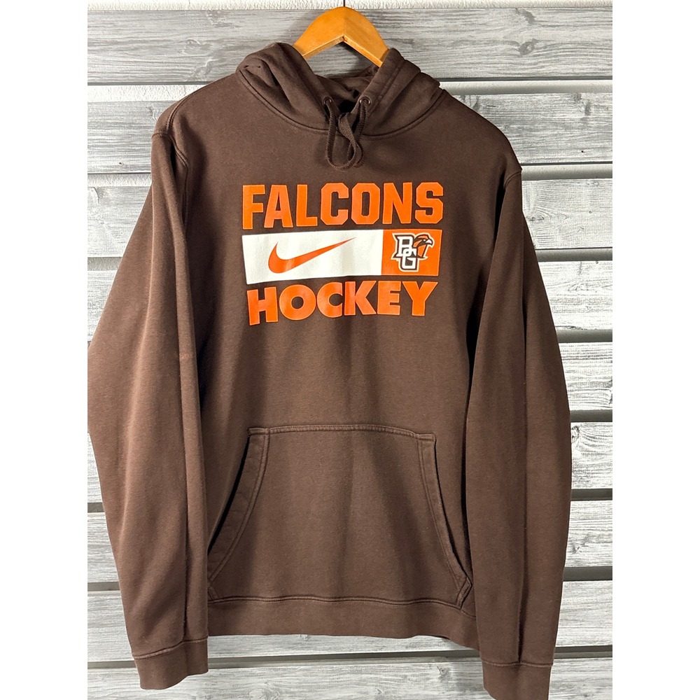 Nike BGSU Bowling Green State Falcons Hockey Hoodie Mens Large Brown Sweatshirt